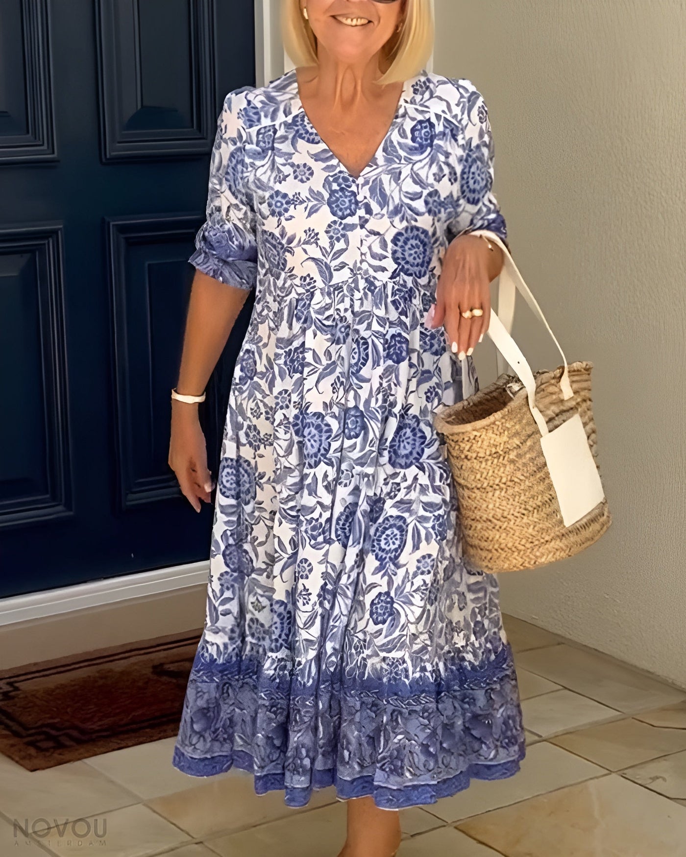 Azariah™ | Elegant Floral Dress with V-Neck