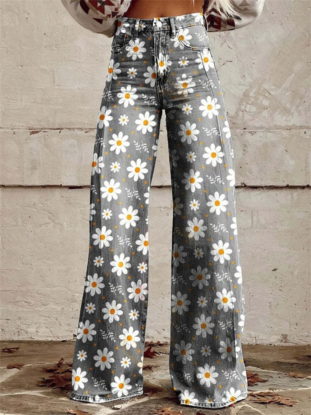 Charlotte™ - Comfortable Colourful Floral Print Wide Leg Trousers
