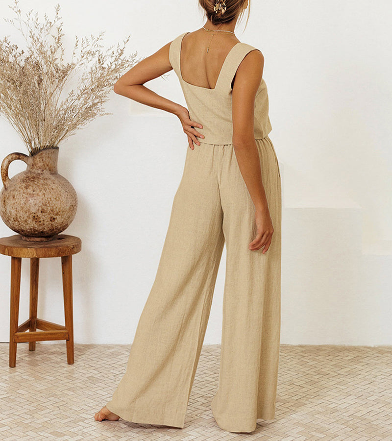 Milena™ | Minimalist Top and Wide-Leg Pants Set