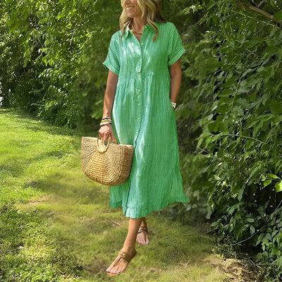 Florine Flattering Striped Shirtdress