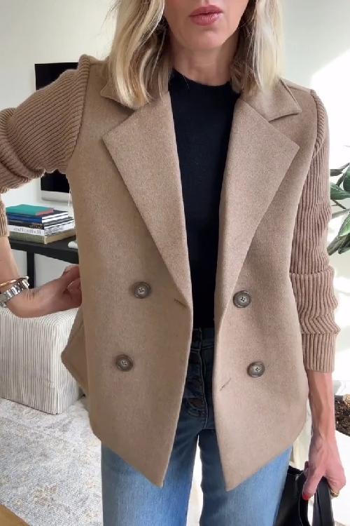 Katrin | Button patchwork sleeves casual coat