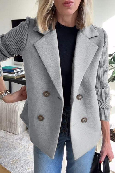 Katrin | Button patchwork sleeves casual coat