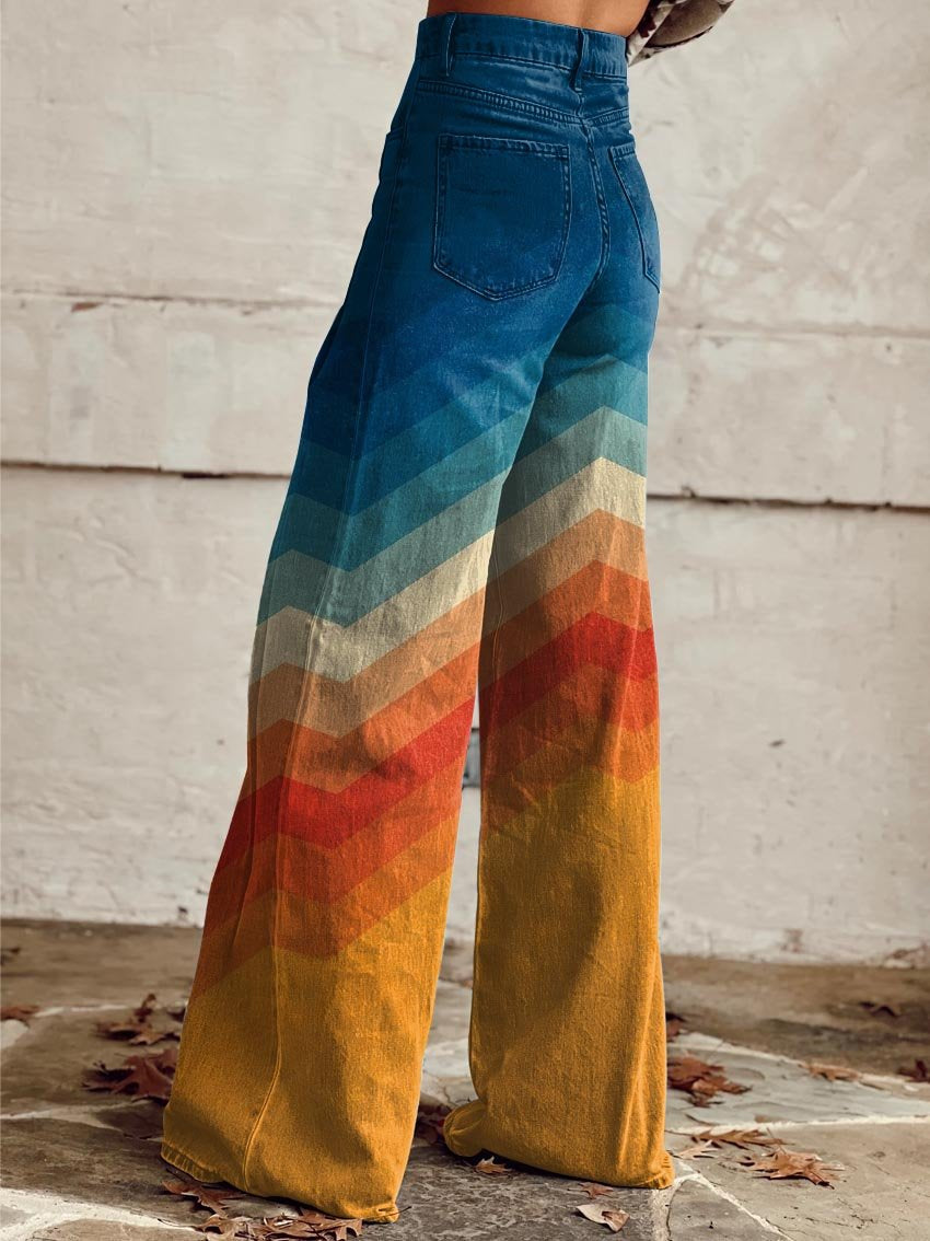 Grace™ - Stylish Multicoloured Striped Wide Leg Trousers