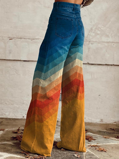 Grace™ - Stylish Multicoloured Striped Wide Leg Trousers