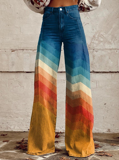 Grace™ - Stylish Multicoloured Striped Wide Leg Trousers