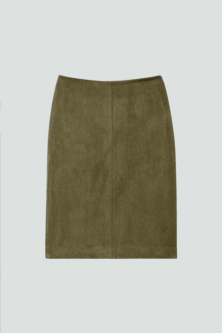 WHITE | Suede-style midi skirt