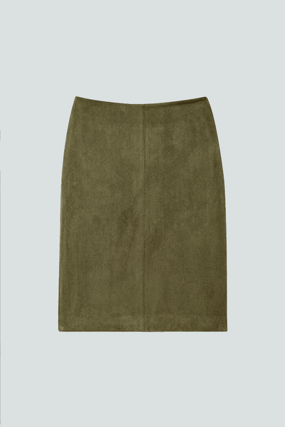 WHITE | Suede-style midi skirt