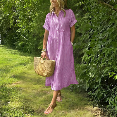 Florine Flattering Striped Shirtdress