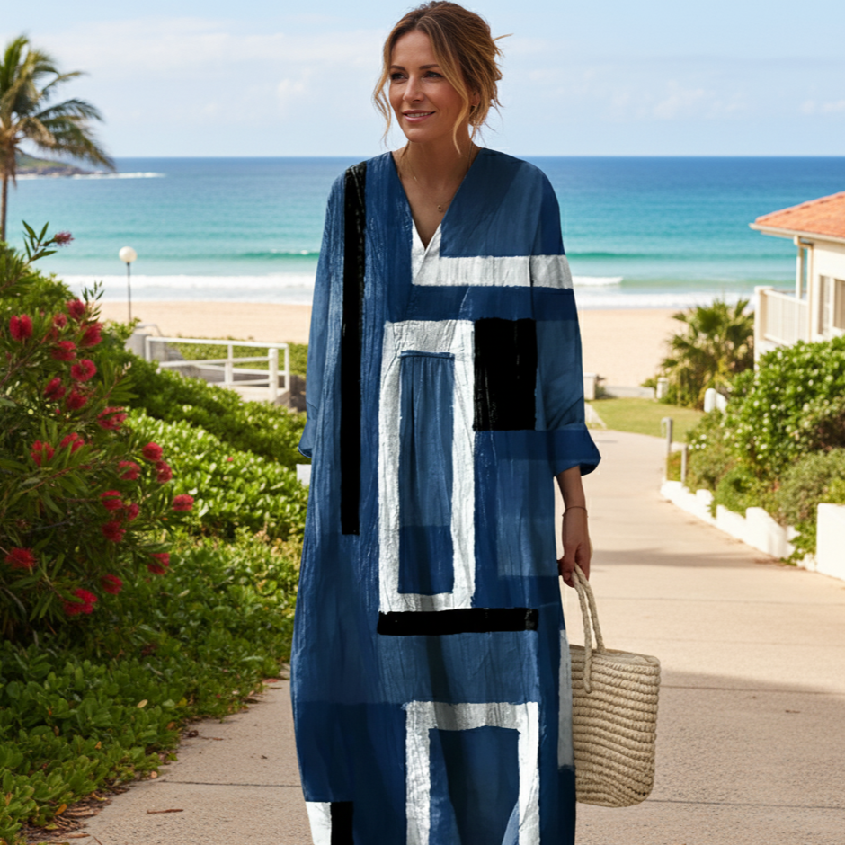 GENEVIEVE | Indigo Frame Shift Dress