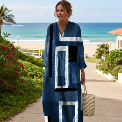 GENEVIEVE | Indigo Frame Shift Dress