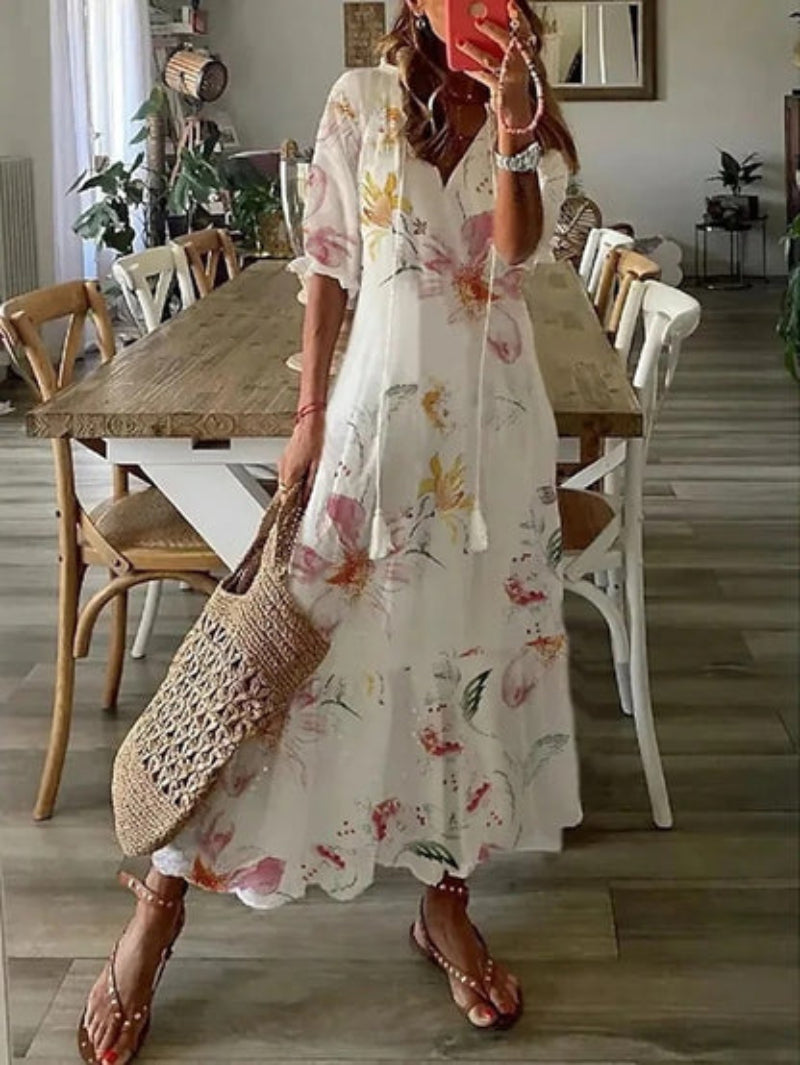 Andrea | V-Neck Printed Dress